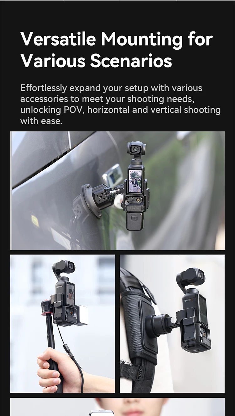 Ulanzi PK-06 Quick Release Expansion Adapter for DJI Osmo Pocket 3 Light Tripod Mount with Cold Shoe 1/4" Screw Accessories Kit