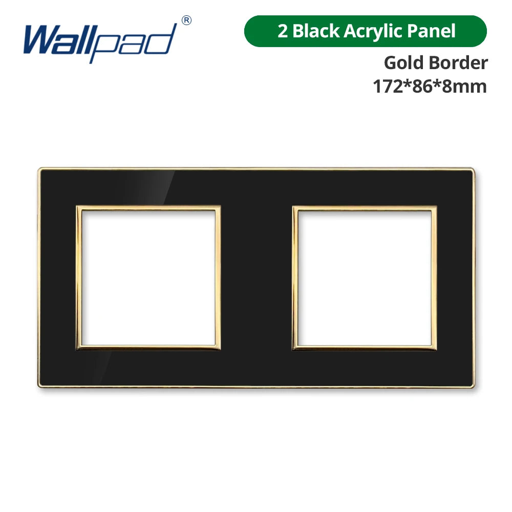 Wallpad Black DIY Module Acrylic Panel With Gold Border Wall Power Socket Electrical Outlet S6 Function Key Free Combination