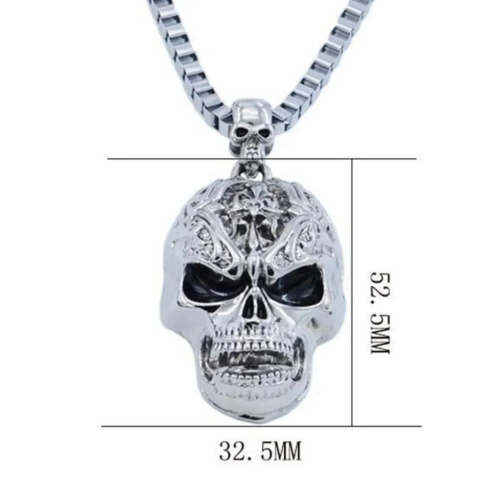 Vintage Hip Hop Evil Skull Necklace Metal Skull Pendant Collar Gothic Skull Chain Skull Fashion Men and Women Punk Style Jewelry