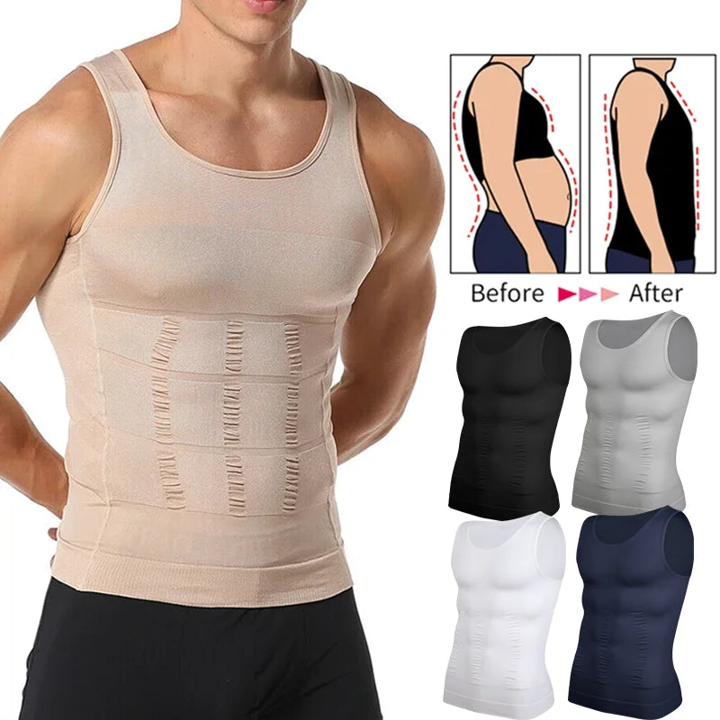 Men Compression Vest Sleeveless Shapewear Slimming Body Shaper Shirt Gym Workout Corset Tummy Control Tank Top Abs Abdomen