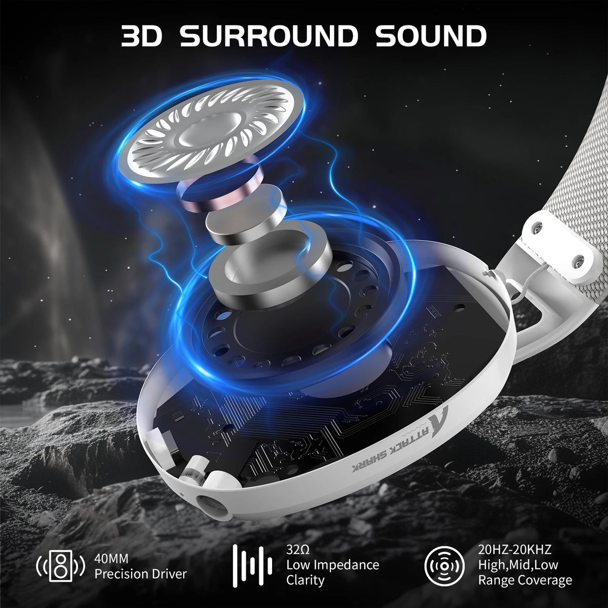 ATTACK SHARK L80 Ultra-Light Tri-Mode Gaming Headset Lightweight Wireless Gaming Headset for PC/PS4/PS5/Switch/Xbox