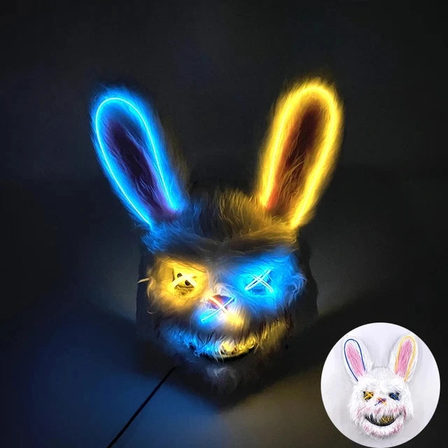 New Bloody Rabbit Bloody Bear Luminous Led Mask Halloween Horror Bunny Mask Carnival Party Cosplay Horror Dress Up Props Gifts