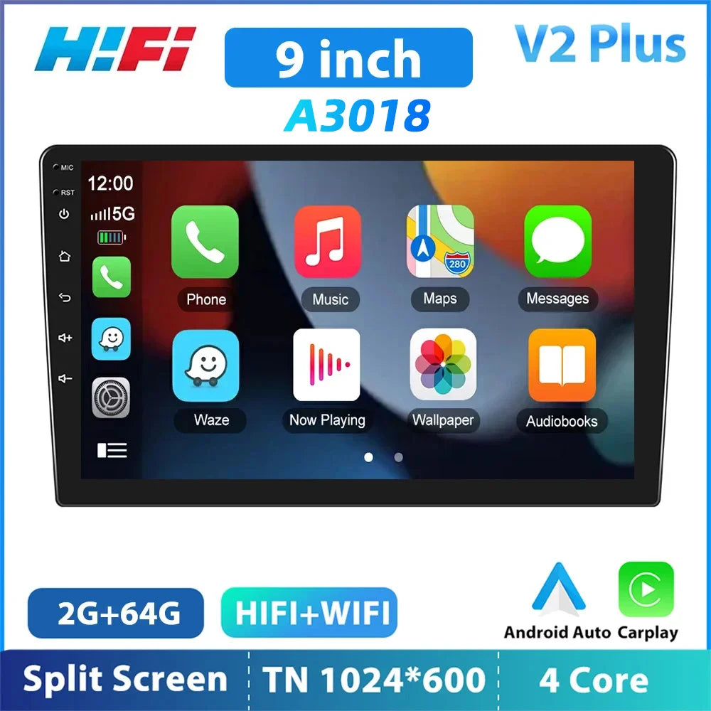 Podofo Car Radio Carplay Android 11 2 Din Android Wifi Universal 7/9/10" Car Multimedia Player For Volkswagen Nissan Toyota Kia