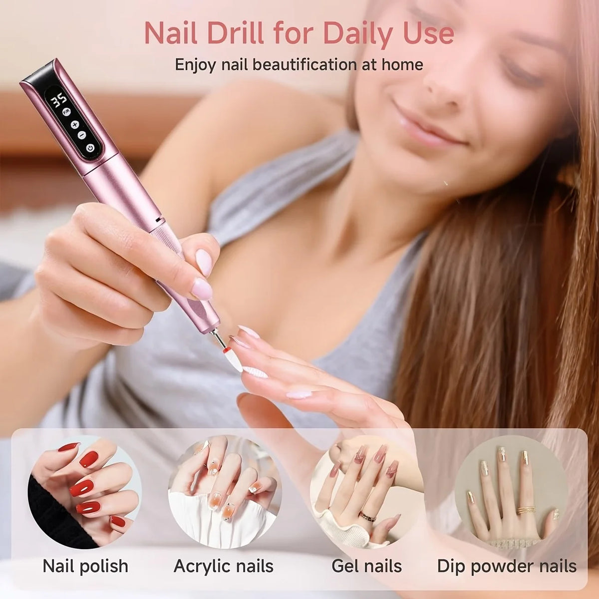 Portable Electric Nail Drill, USB Powered, Professional Electric Nail File Kit, Suitable For Acrylic & Gel Nails - Easy Manicure & Polishing - Efficient & Easy-To-Use Nail Care Tool, Nail Polishing & Shaping Tool, Suitable Fo