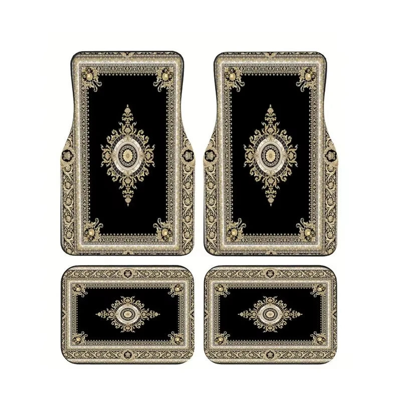 Red Bohemian Paisley Print Car Floor Mats 4Pcs Universal Anti-Slip Auto Carpet Interior Accessories For Women Girls Sedan SUV