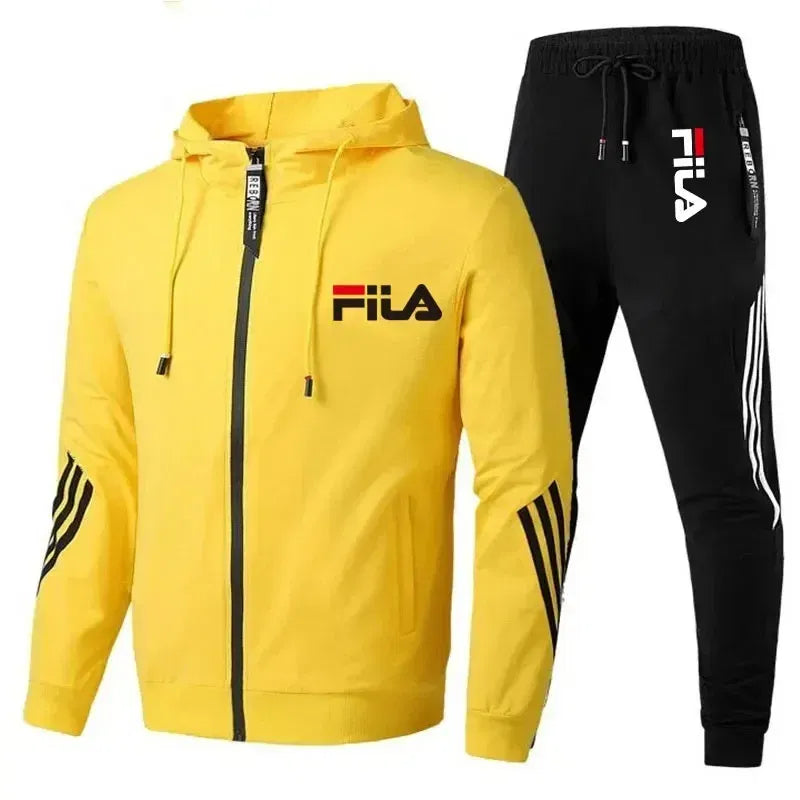 Color: Blue, Size: XXL, Ships From: CHINA - Men's spring and Fall outdoor zipper jacket + sweatpants jogging set Casual basketball fitness two-piece set
