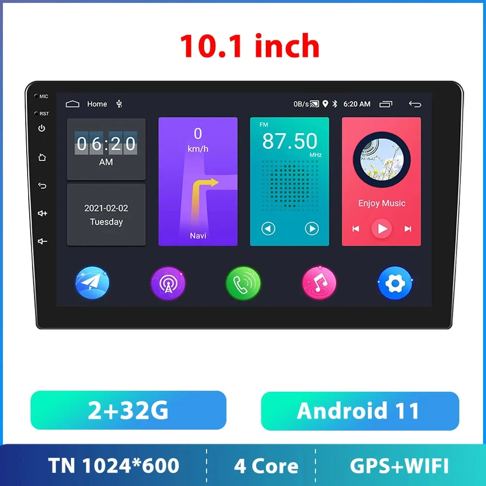 Podofo Car Radio Carplay Android 11 2 Din Android Wifi Universal 7/9/10" Car Multimedia Player For Volkswagen Nissan Toyota Kia