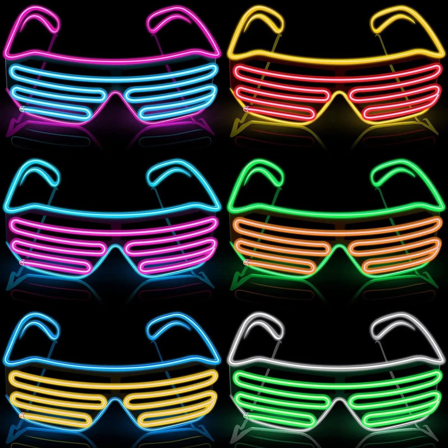 LED Wireless Glow-in-the-dark Glasses, Neon Twinkling Sunglasses, Suitable for Halloween, Christmas, Carnival Party