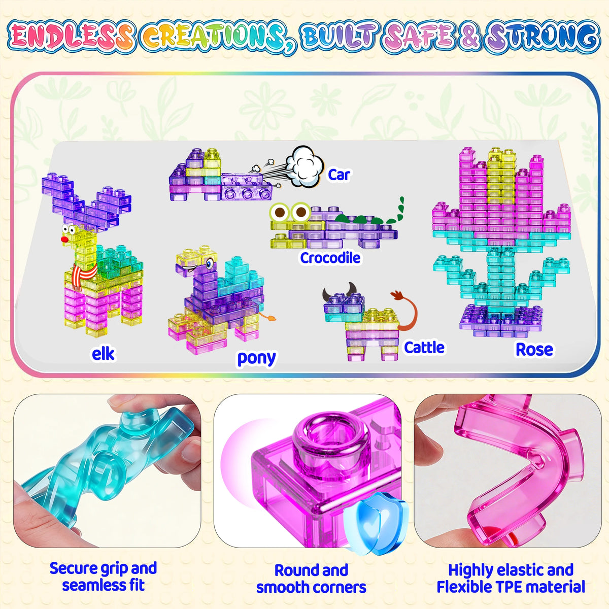Hotfree 40 PCS Sensory Soft Building Blocks for Toddlers, Kids Montessori Squishy Jelly Blocks Stacking Toy Set, Squeezable & Stretchable Early Learning Construction Playset, Puzzle Blocks for Creative Play, Birthday Christma