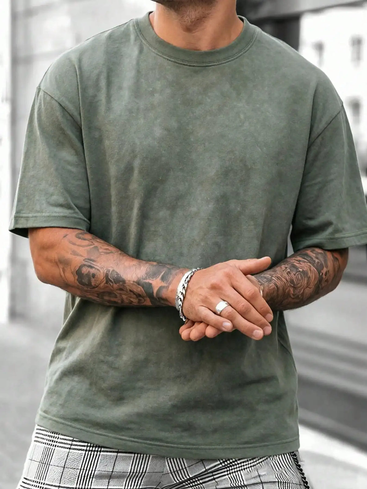 Blank Solid Color Washed Cotton 230GSM Oversized Crew Neck Short Sleeve Basic Unisex Daily Wear Tshirt
