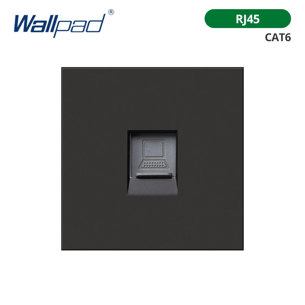 Wallpad Black DIY Module Acrylic Panel With Gold Border Wall Power Socket Electrical Outlet S6 Function Key Free Combination