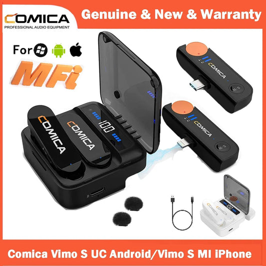 Color: Red, Ships From: CHINA - Comica Vimo S Wireless Lavalier Microphone 2.4G Compact  Wireless Lapel Microphone With Charging Case for iPhone Android Phone