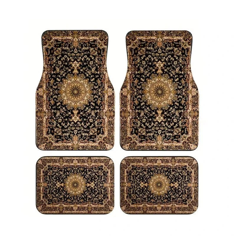 Red Bohemian Paisley Print Car Floor Mats 4Pcs Universal Anti-Slip Auto Carpet Interior Accessories For Women Girls Sedan SUV