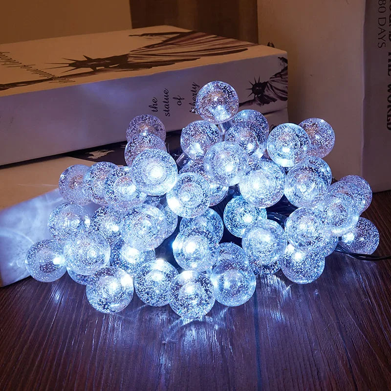 Solar String Lights Outdoor 100 LED Crystal Globe Light Waterproof Solar Fairy Light for Christmas Halloween Party Festoon Decor