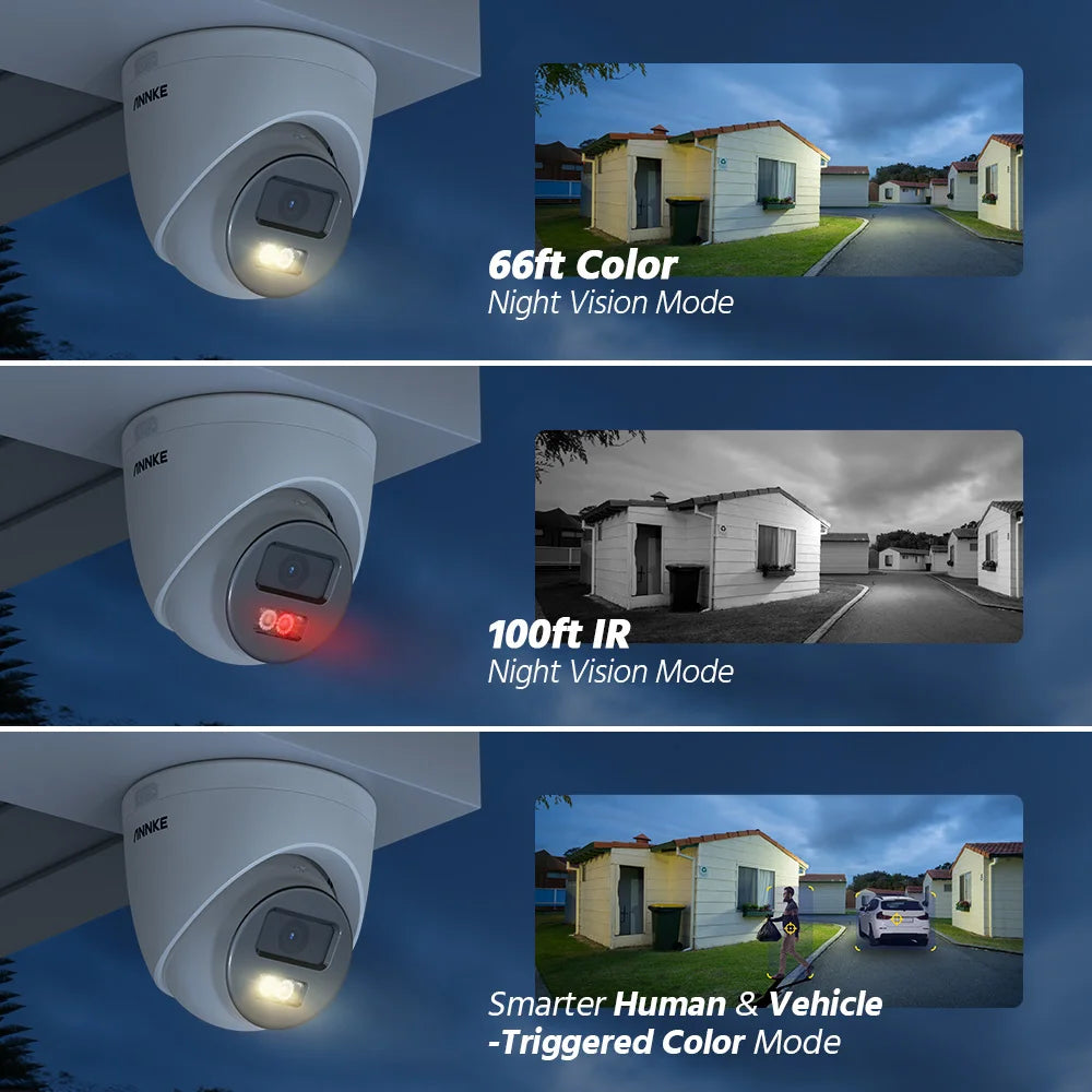 Annke 3K 5MP Outdoor Security Camera Video Surveillance Dual Light IR Night Vision POE Camera H.265+ Human Vehicle Two Way Audio
