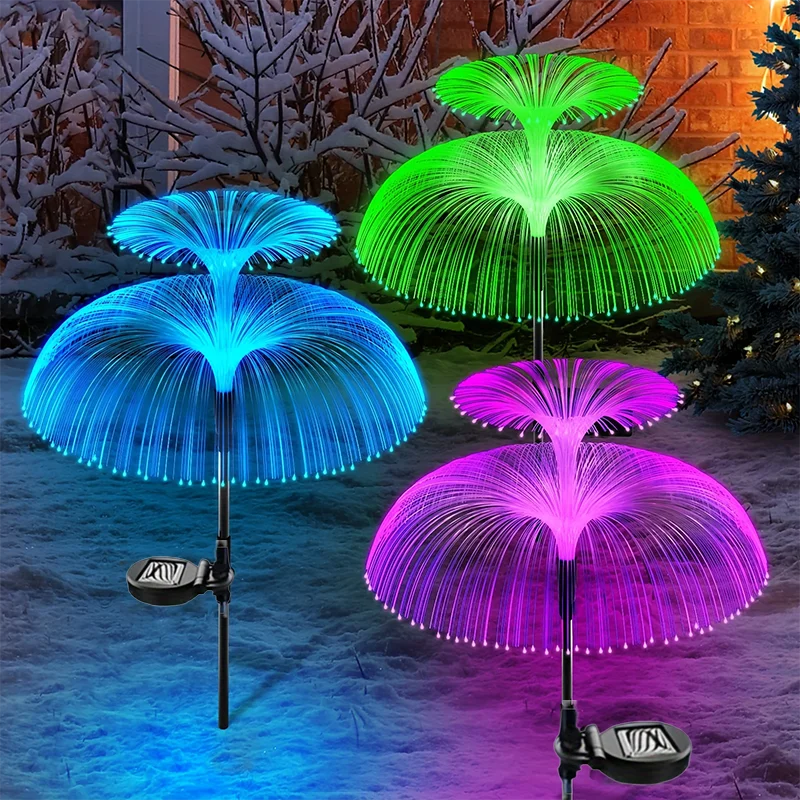1 pack 1/2/3 Layer Solar Fountain Jellyfish Lights Christmas Tree Lights With Colorful Changing LED Halloween Decorations