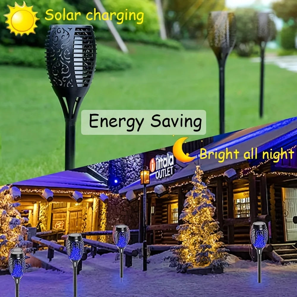 12LED Solar Flame Halloween Exclusive Torch Light Flickering Lamp Waterproof Garden Decoration Outdoor Lawn Path Yard Floor Lamp