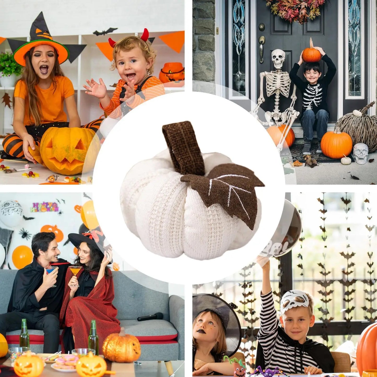 Knit Pumpkin for Autumn Decor Handcrafted Knitted Pumpkin Cozy Warm Soft Decorative Ornaments for Halloween Easter Thanksgiving