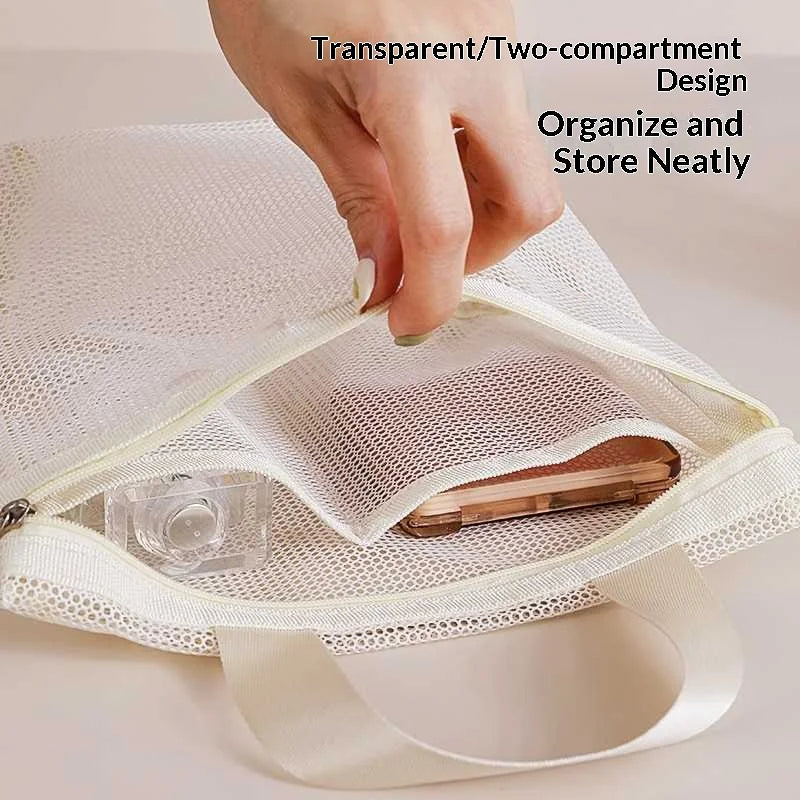 HOMEFISH Mesh Makeup Toiletry Storage Bags Handbags Portable Travel Washing Body Shower Tools Organizer Hanging Organizer Pouch