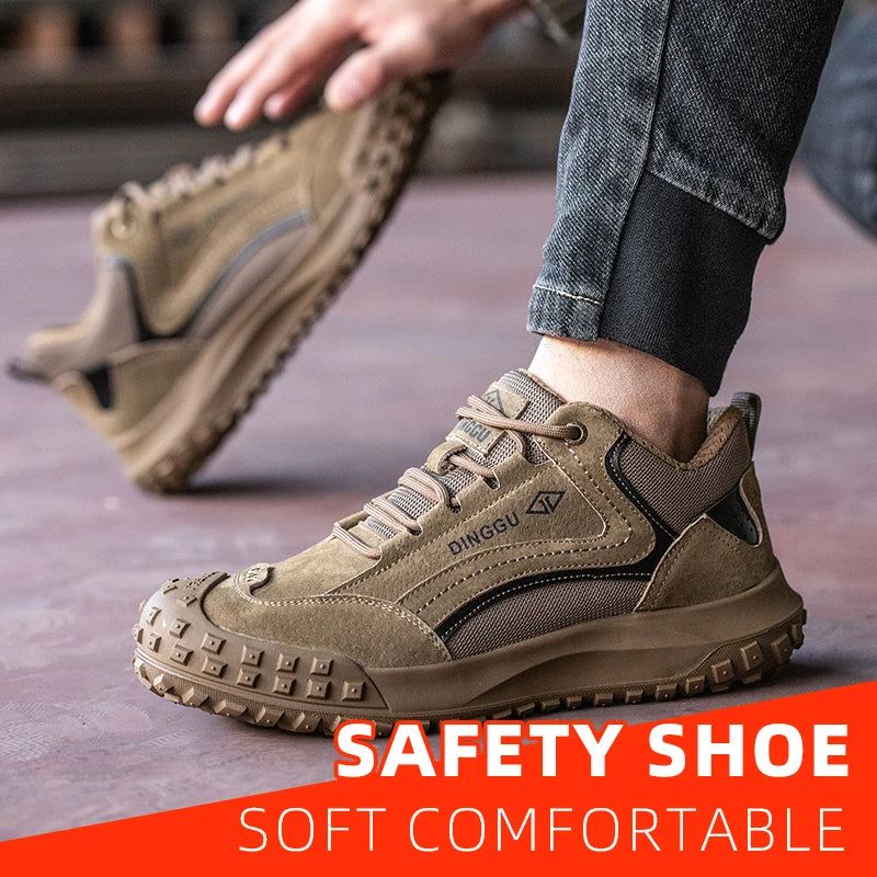 All-Season Men's Functional Work Shoes, Anti-Smashing, Wear-Resistant, Safety Labor Protection Shoes for Construction Sites and Workshops, Anti Smashing, Anti Piercing, Wear-Resistant Shoes with Steel Toe Caps, Safety Work Sh