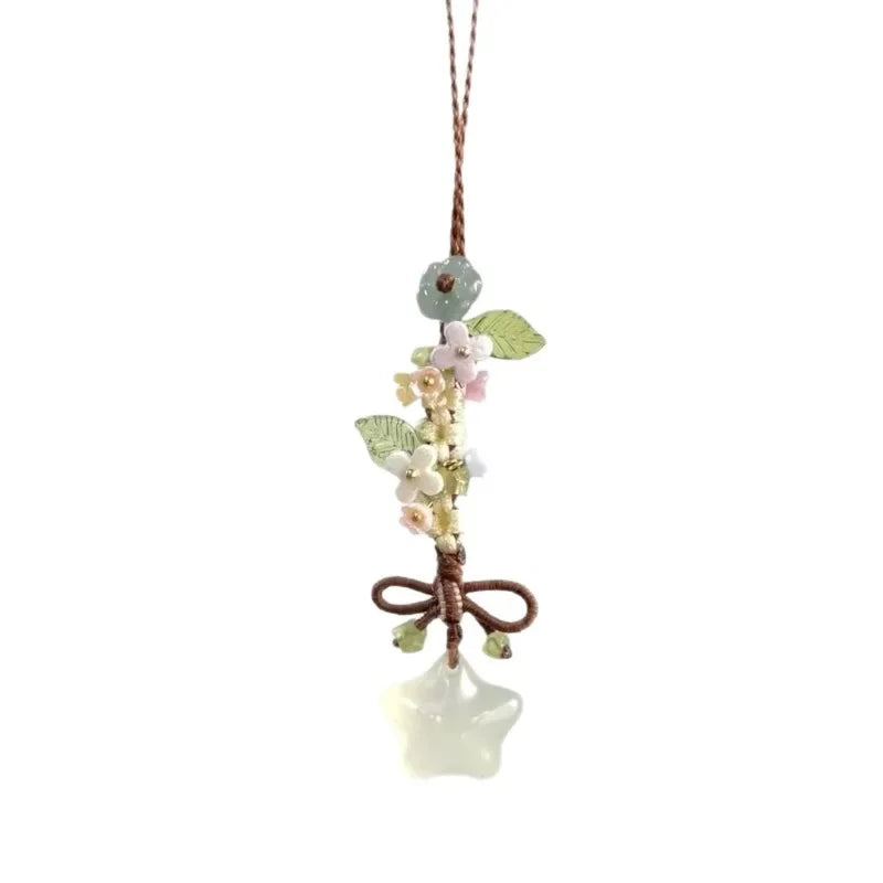 New Chinese Style Ice Transparent Star Flower Pendant Sweet and Cute Mobile Bag Pendant