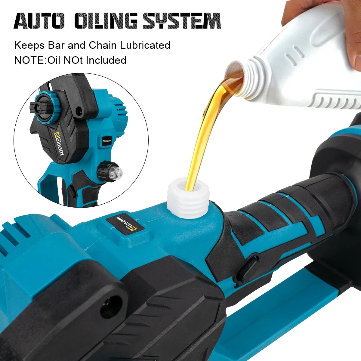 Gisam 8 Inch Brushless Electric Saw Cordless Handheld Garden Wood Logging Pruning Chainsaw Power Tools for Makita 18V Battery