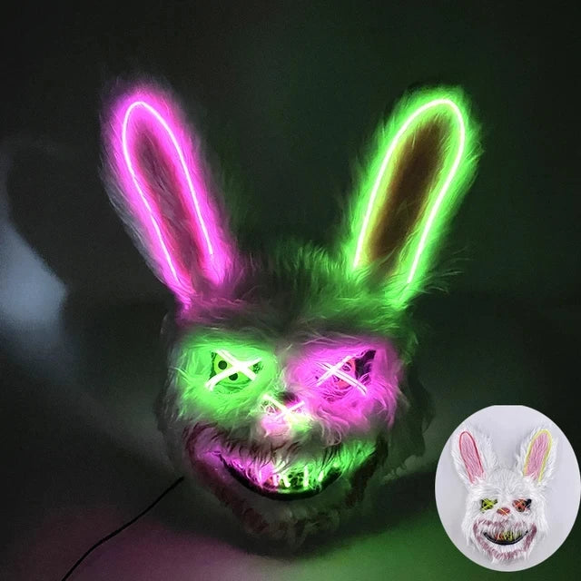 New Bloody Rabbit Bloody Bear Luminous Led Mask Halloween Horror Bunny Mask Carnival Party Cosplay Horror Dress Up Props Gifts