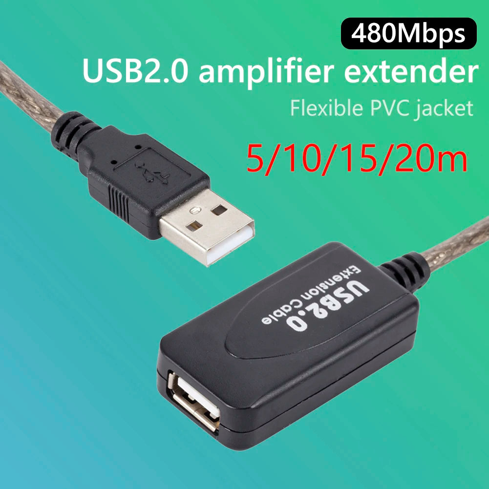 5/10/15/20m USB 2.0 Extension Cable High Speed Male To Female Active Repeater Wireless Network Card Extension Cord USB Adapter