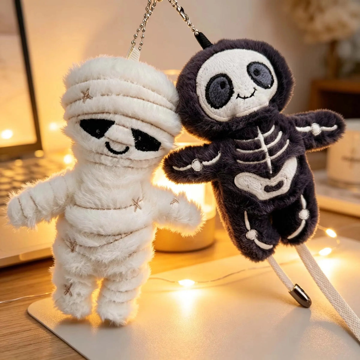 Cute Mummy Skeleton Plush Keychain Soft Stuffed Bag Pendant Halloween Keyring Gift Backpack Car Accessory