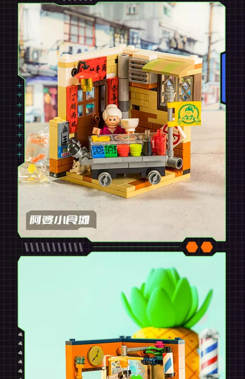 Scene Building Blocks Mini Small Particles Surfing Adventure Exploration Series Model Ornaments Splicing Toys Halloween Gift