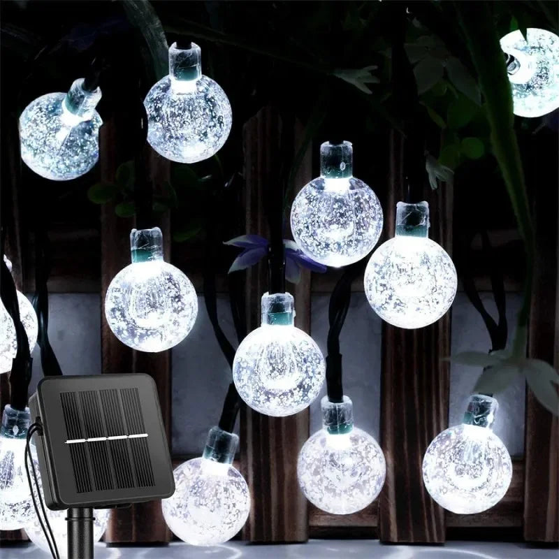 Solar String Lights Outdoor 100 LED Crystal Globe Light Waterproof Solar Fairy Light for Christmas Halloween Party Festoon Decor
