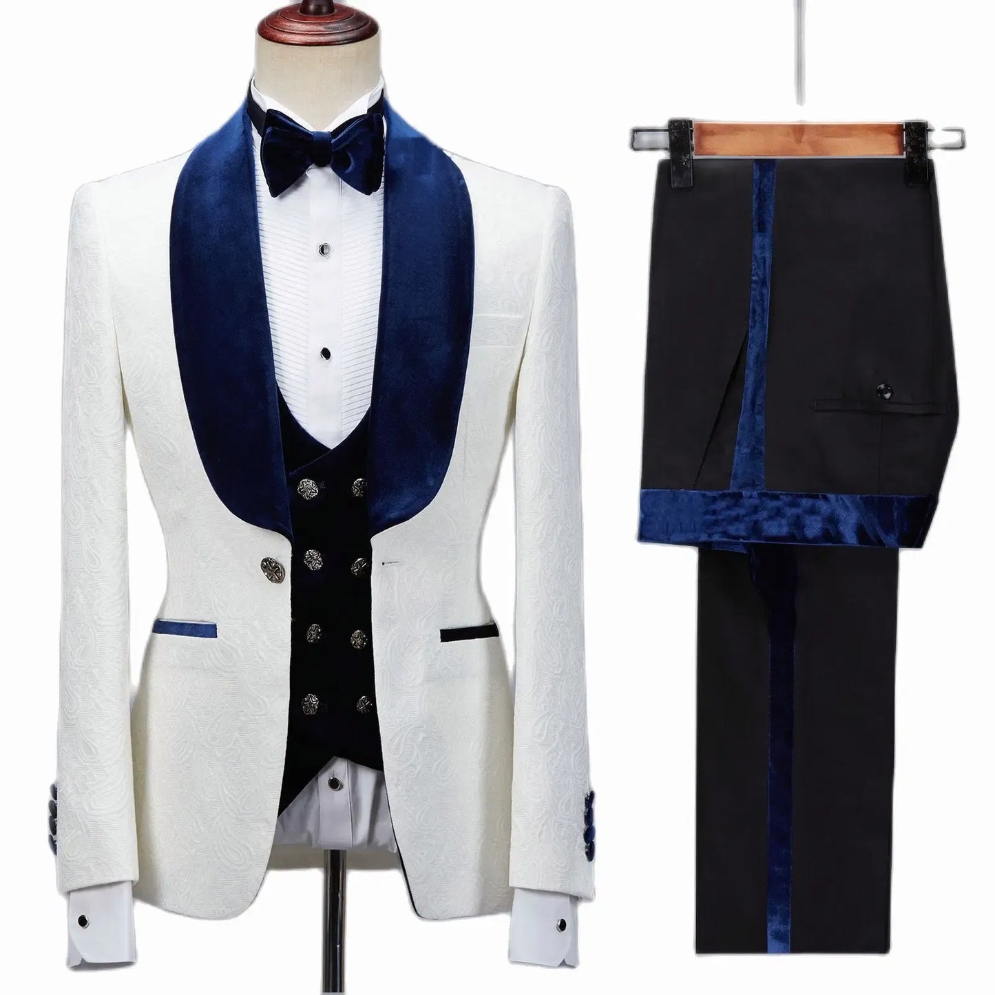 Color: Yellow, Size: M - Floral Jacket Men Suit Slim Fit Wedding Tuxedo Navy Blue Velvet Lapel Groom Party Suits Costume Homme Best Man Blazer