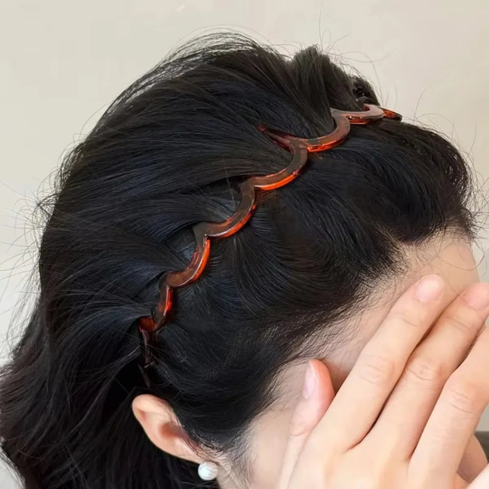 Women Wave Headband, Solid Color Toothed Non Slip Hair Band, Girls Face Washing Sports Hairband, Hair Accessories