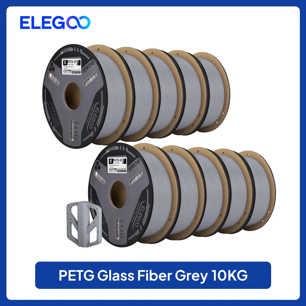 ELEGOO PETG-GF Glass Fiber Filament 1.75mm Gray 1KG,High Stiffness,Electrical Insulation,Fits for Most FDM 3D Printers