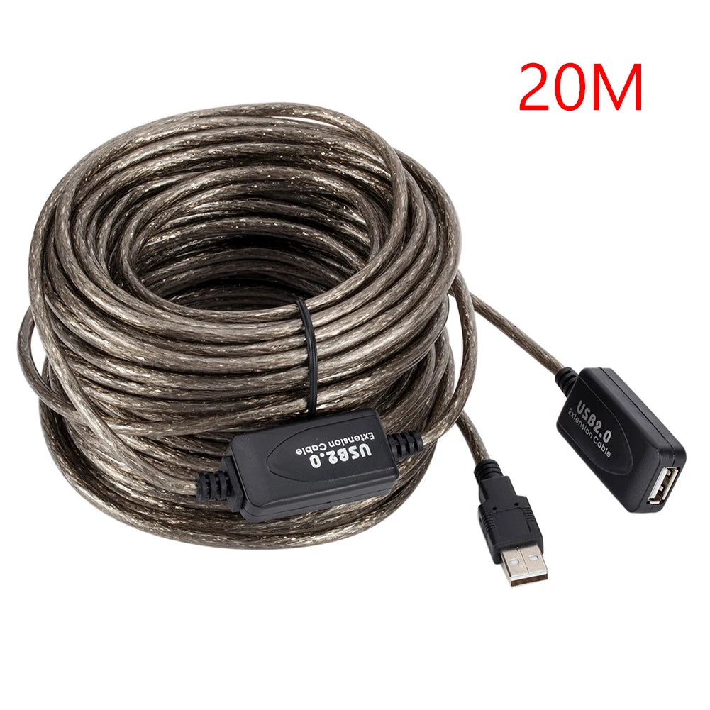 5/10/15/20m USB 2.0 Extension Cable High Speed Male To Female Active Repeater Wireless Network Card Extension Cord USB Adapter