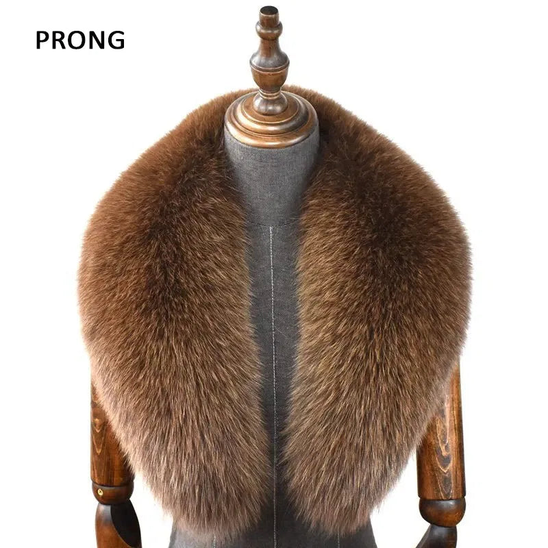 Color: PEACOCK BLUE, Size: M - 100% Natural Real Fox Fur Collar For Women Men Coat Jacket Fur Scarf Winter Extra Large Size Neck Warmer Fur Scarf Shawls Wraps