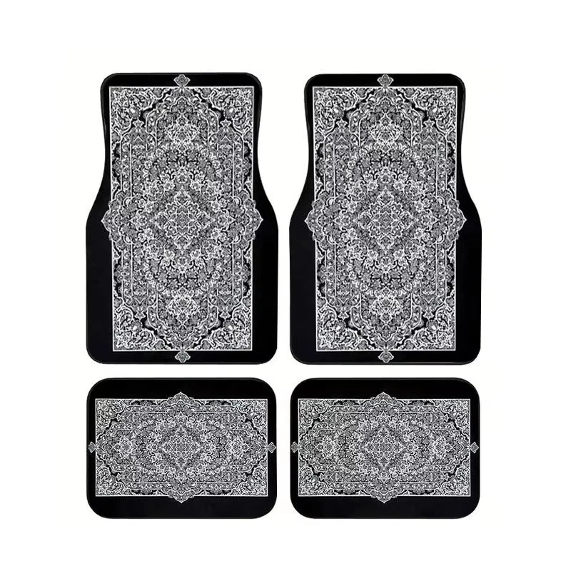 Red Bohemian Paisley Print Car Floor Mats 4Pcs Universal Anti-Slip Auto Carpet Interior Accessories For Women Girls Sedan SUV