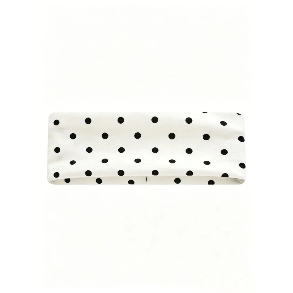4pcs/set Ladies Polka Dot Print Wide-Edge Elastic Hair Band Face Makeup Sports Headband Stylish Hair Accessory for Women