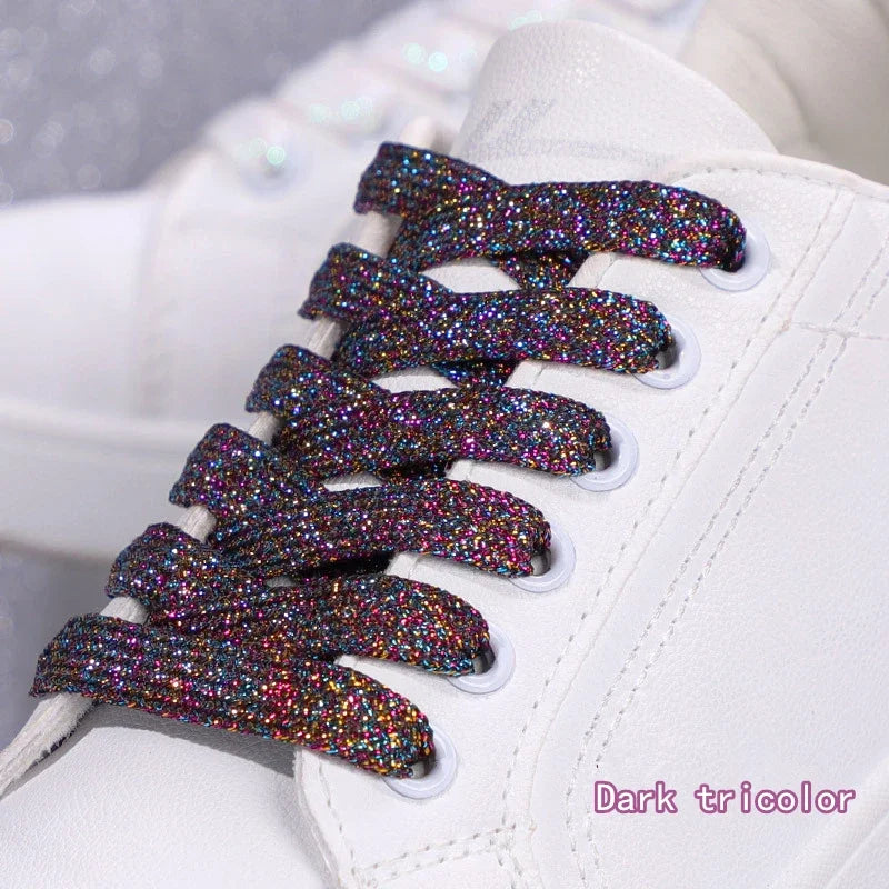 Colorful Flat Shoe laces Fashion Glitter Shoelaces for Athletic Running Sneakers Shoes Boot 1 CM Width Shoelace Strings 20 Color