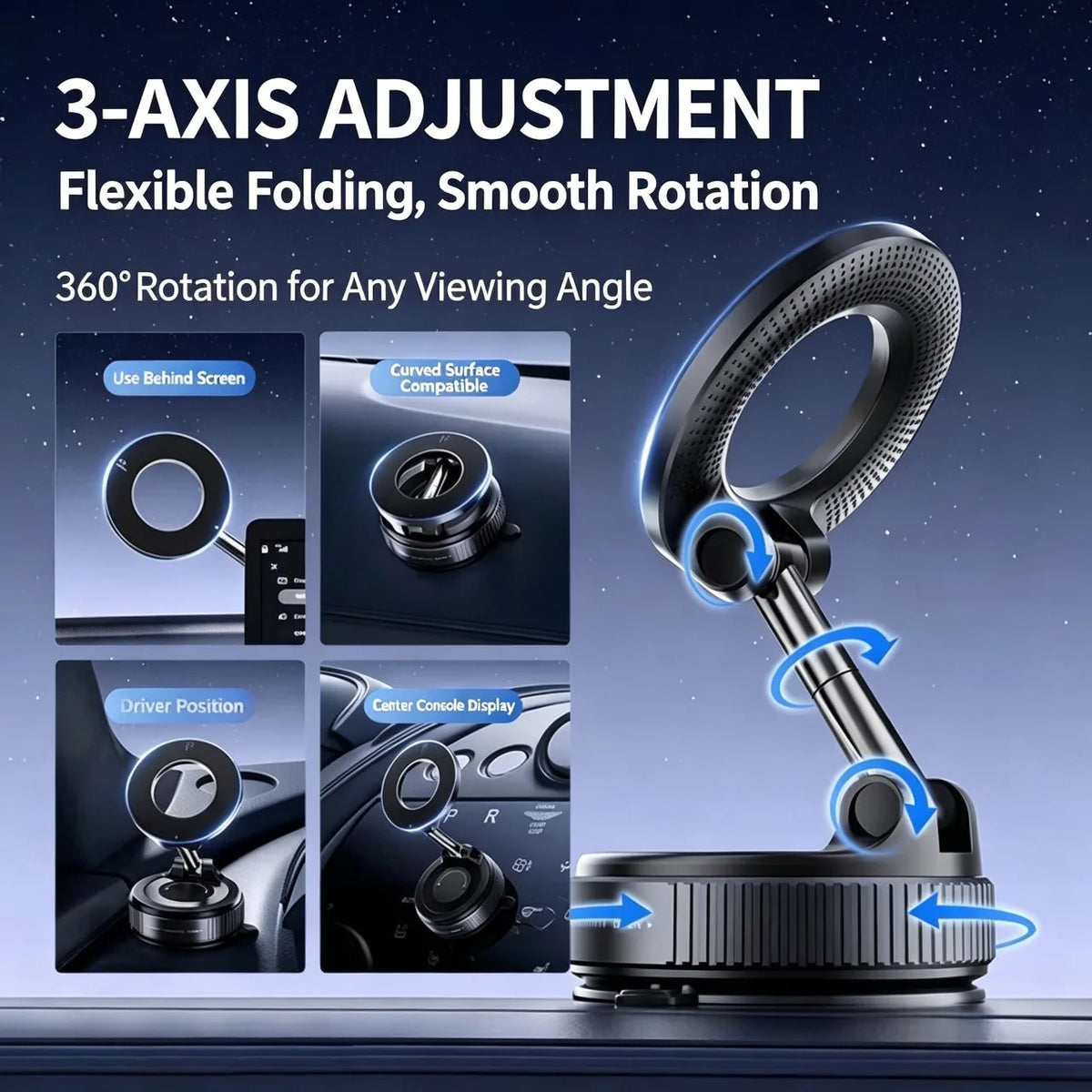 Magnetic car mobile phone holder, vacuum adsorption center console, anti-shake suction cup, special folding portable shelf for navigation