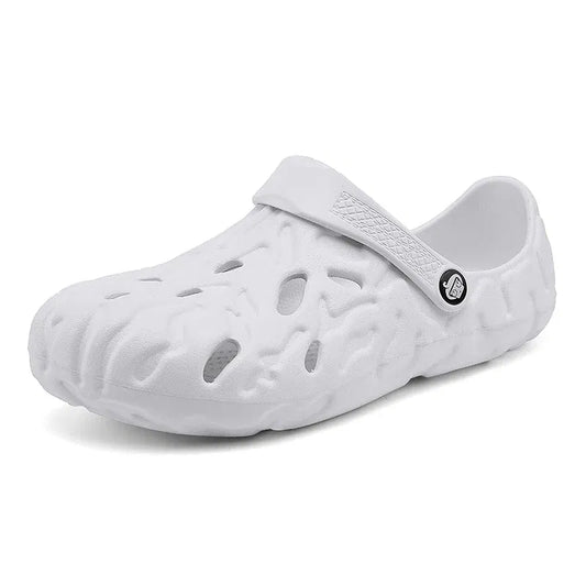Color: black, Shoe Size: 45 - Men Summer Slippers Thick Sole Mens Clogs Sandals Hollow Breathable Flip Flops Sandals Shoes Fashion Beach Slippers