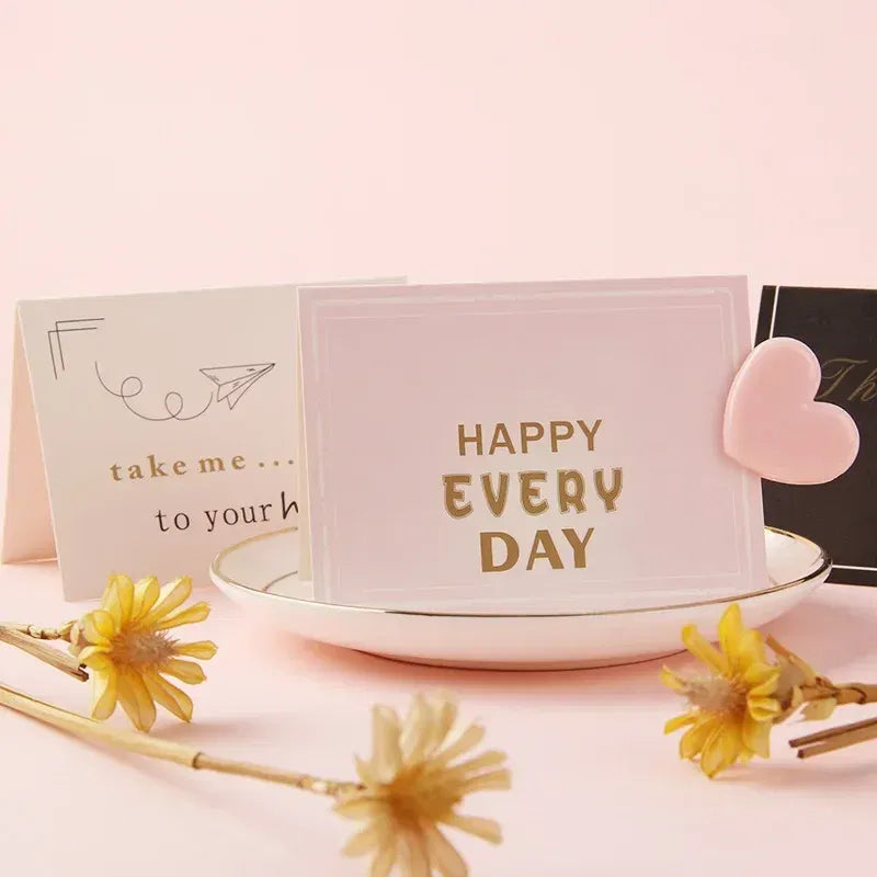 Color: Light Grey - Holiday greeting card Valentine's Day Qixi flower baking birthday thank you message greeting card Invitations Party Supplies