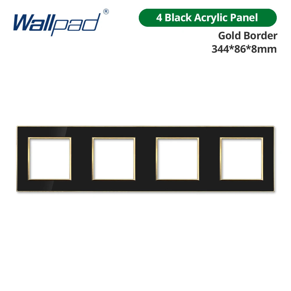 Wallpad Black DIY Module Acrylic Panel With Gold Border Wall Power Socket Electrical Outlet S6 Function Key Free Combination