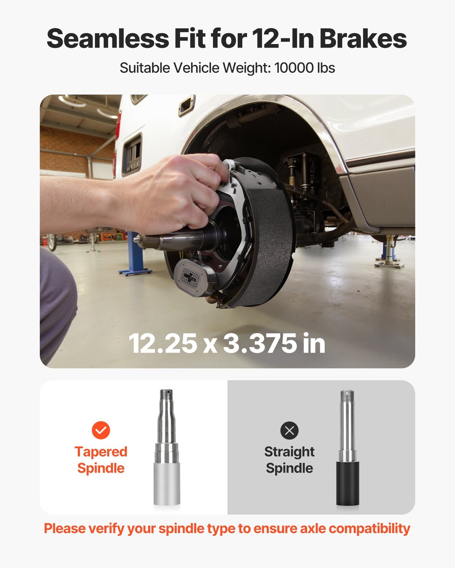 Electric Trailer Brake Kit, 12.25 x 3.375 Inch, 2 Pairs Self-Adjusting Electric Brakes Kit for 10000 lbs Trailer Axle, Backing Plates for Braking System Part Replacement, Fit for Trailers, RVs - American Smart