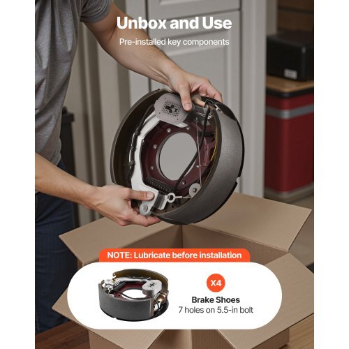 Electric Trailer Brake Kit, 12.25 x 3.375 Inch, 2 Pairs Self-Adjusting Electric Brakes Kit for 10000 lbs Trailer Axle, Backing Plates for Braking System Part Replacement, Fit for Trailers, RVs - American Smart