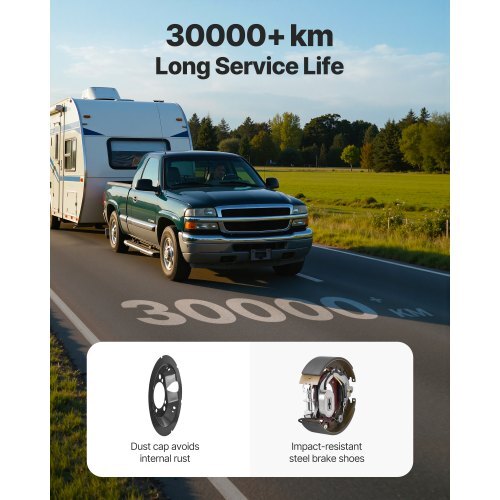 Electric Trailer Brake Kit, 12.25 x 3.375 Inch, 2 Pairs Self-Adjusting Electric Brakes Kit for 10000 lbs Trailer Axle, Backing Plates for Braking System Part Replacement, Fit for Trailers, RVs - American Smart