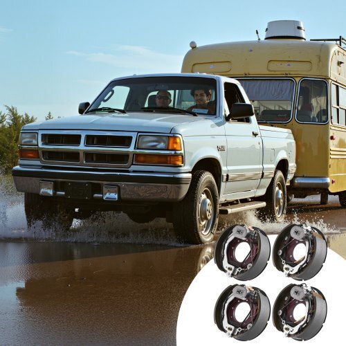 Electric Trailer Brake Kit, 12.25 x 3.375 Inch, 2 Pairs Self-Adjusting Electric Brakes Kit for 10000 lbs Trailer Axle, Backing Plates for Braking System Part Replacement, Fit for Trailers, RVs - American Smart