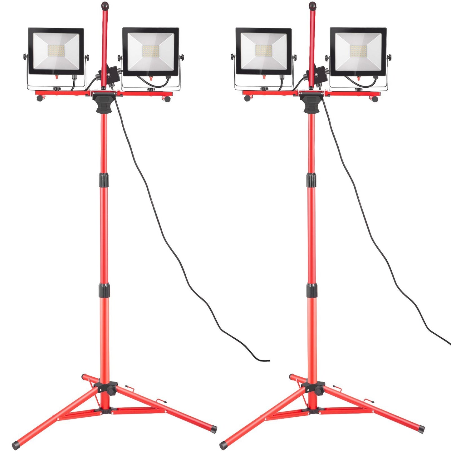 LED Work Light with Stand, 2PCS 10000 Lumen Dual-head LED Work Light with 27.6"-68.1" Adjustable and Foldable Tripod Stand, IP65 Waterproofed LED Tripod Work Light, with 5000 K Color Temperatu - American Smart