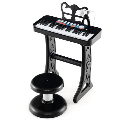 Kids Piano Keyboard 37-Key Kids Toy Keyboard Piano with Microphone for 3+ Kids-Black - Color: Black