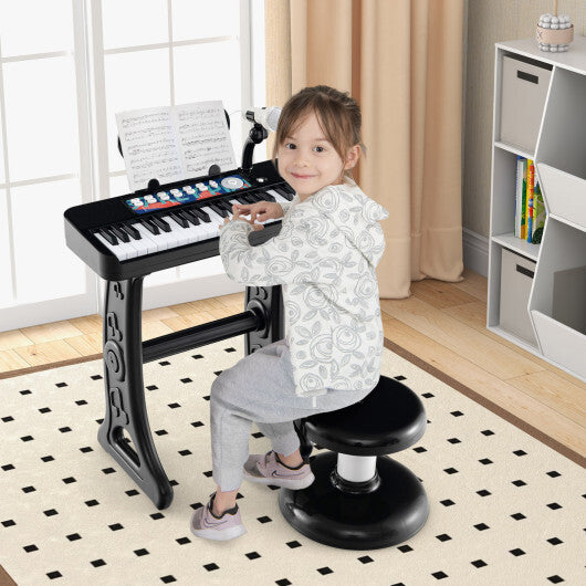 Kids Piano Keyboard 37-Key Kids Toy Keyboard Piano with Microphone for 3+ Kids-Black - Color: Black